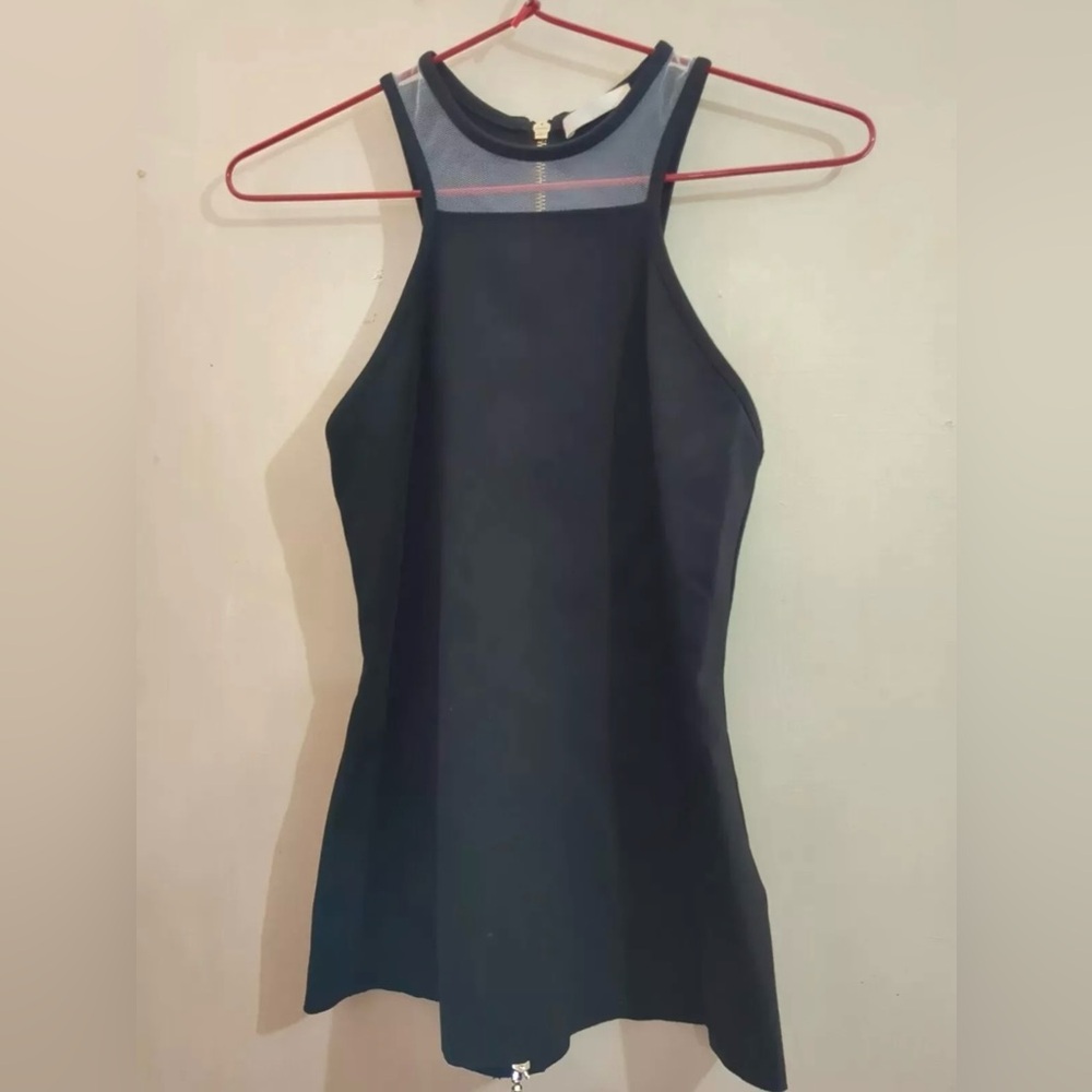 Maticevski Thief Racer Top Black Mesh Halter Tank Size S